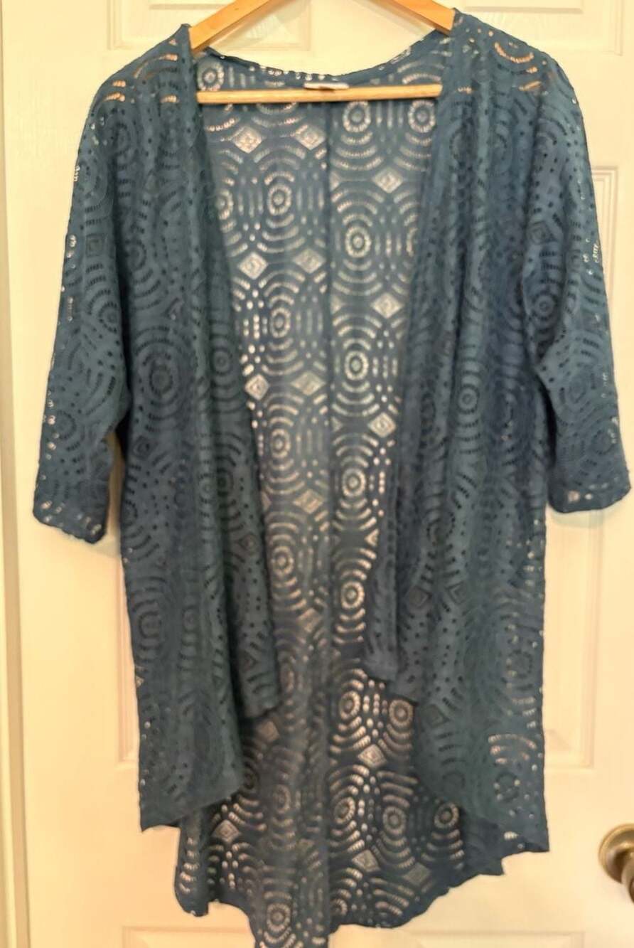 NWOT Women's LuLaRoe Lacey Lindsay Kimono, Teal / dusty blue,  Small
